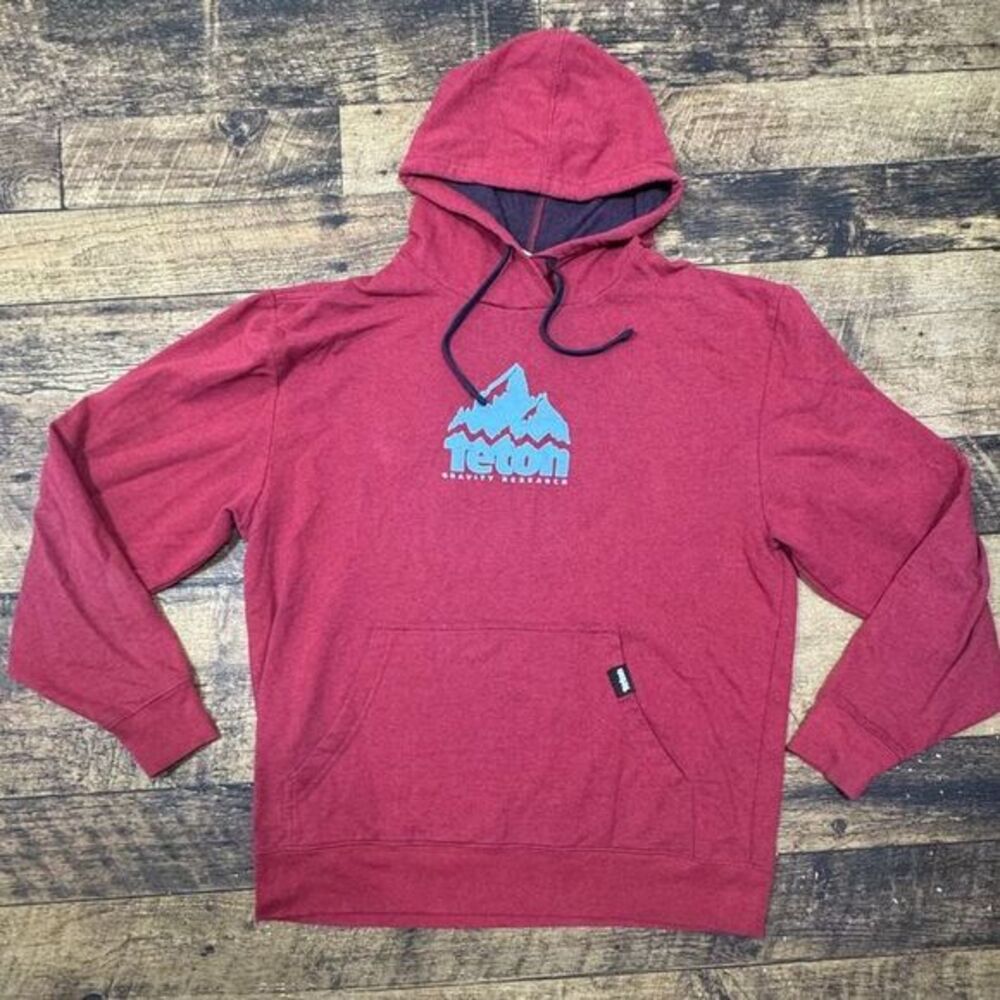 Teton Outdoor Apparel Eco-Friendly‎ Mountain Logo Pullover Hoodie Red L